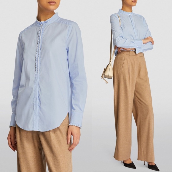 Me + Em Tops - Me + Em Pleat Detail Stripe Long Sleeve Shirt